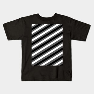 black, white, grey diagonal stripes Kids T-Shirt
